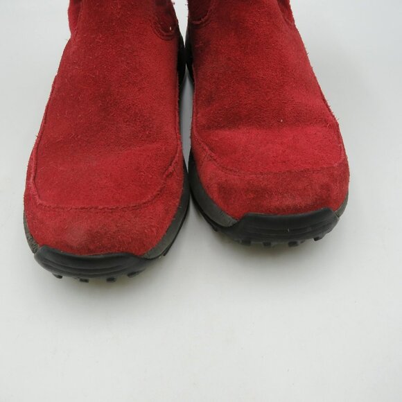 L.L.Bean Boots Womens Size 6.5 Red Suede Fleece Lined Side Zip Winter Snow Warm - Picture 5 of 10